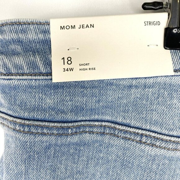 American Eagle Mom Jeans Womens Plus Size 18 Short High Rise 100% Cotton NWT - Picture 2 of 4